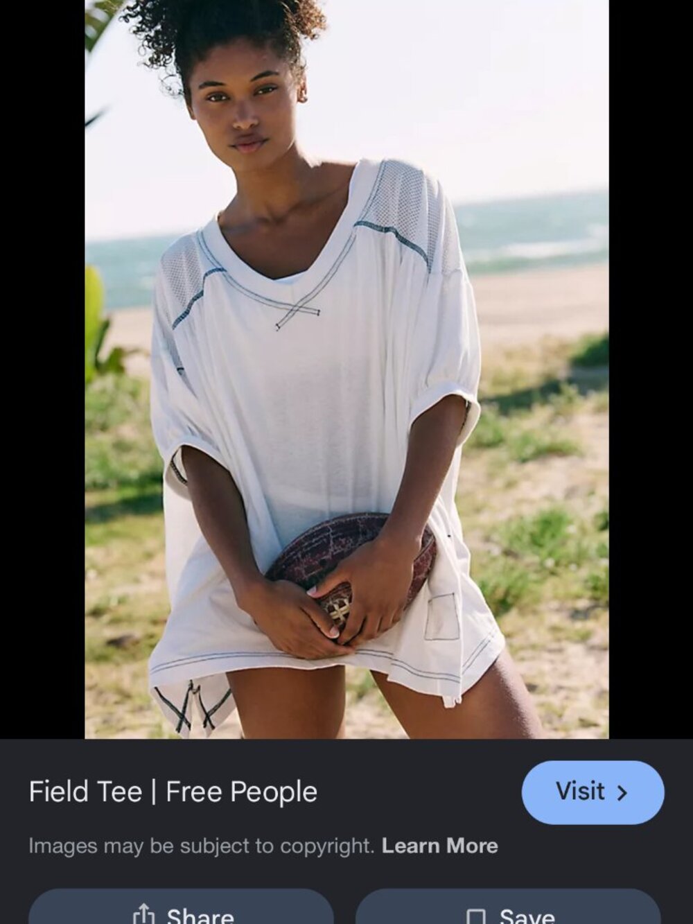 FREE PEOPLE MOVEMENT FIELD TEE oversized shirt in white small
